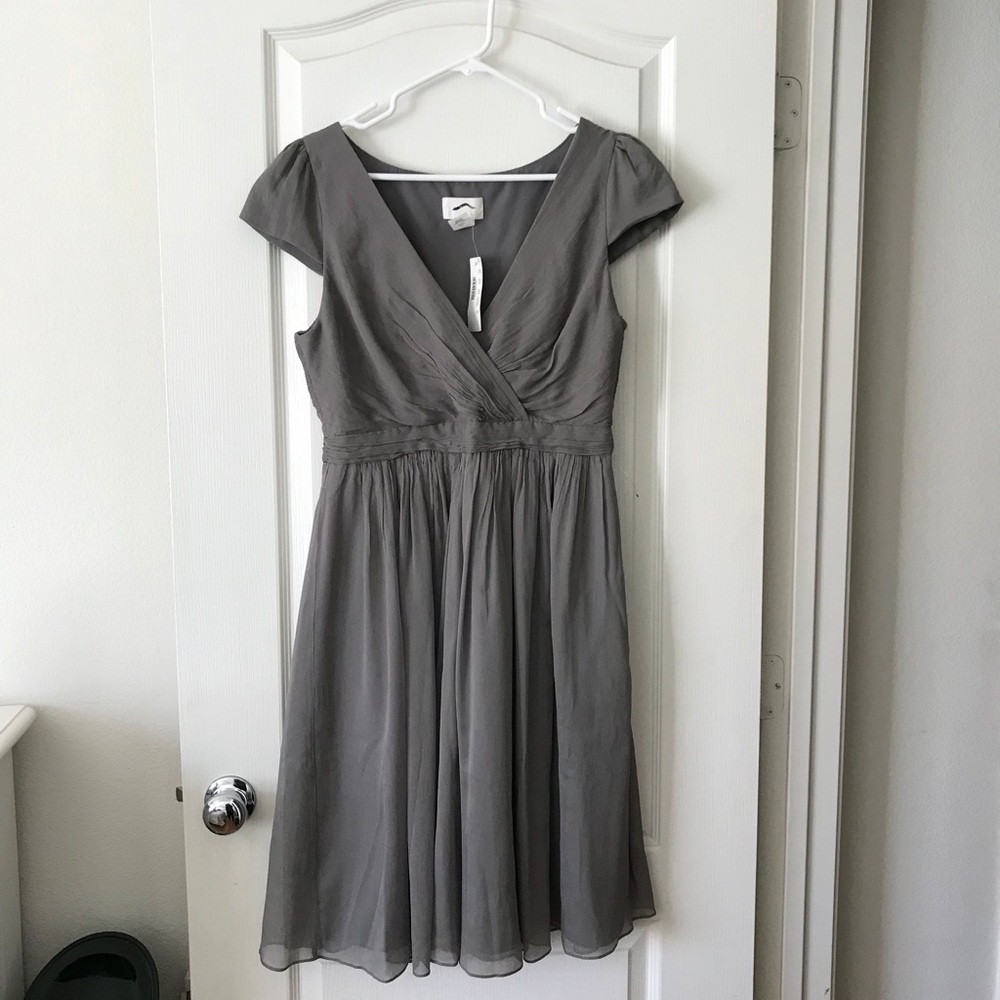 BRAND NEW, J. Crew Graphite Silk Chiffon Dress